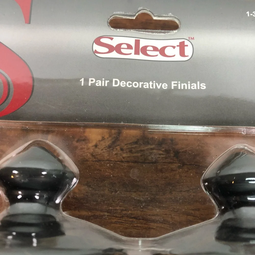 NEW Select Black Gold Decorative Finials Drapery Ball‎ (2) Pair 4” Diameter
